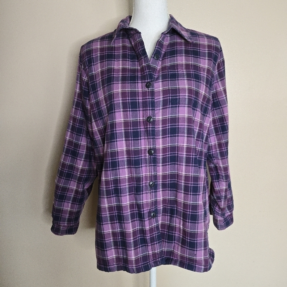 L.L.Bean Purple Plaid Fleece Lined Shacket